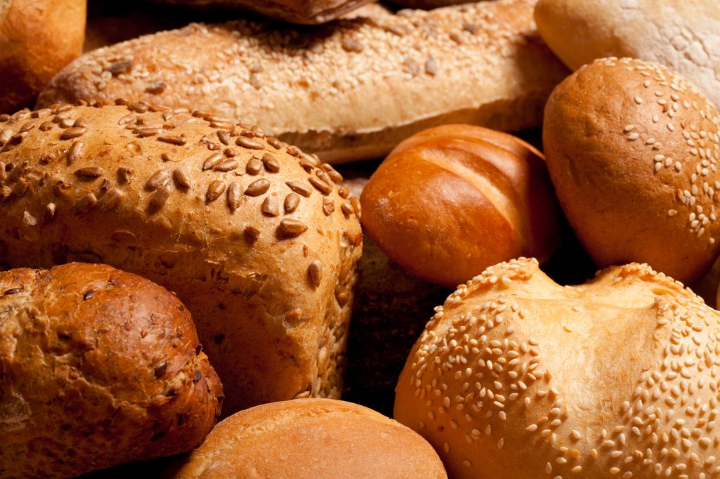 assortment of baked bread background