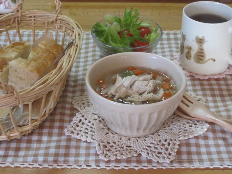 鶏野菜スープで朝ご飯☆　by：メロンさん