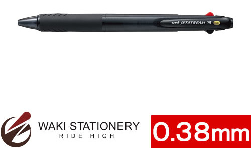 三菱鉛筆 ジェットストリーム 3色ボールペン 0.38mm 透明ブラック　432円（税込）