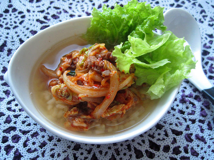 炒めキムチ玄米スープかけごはん(1０min)　ｂｙ：えんさん