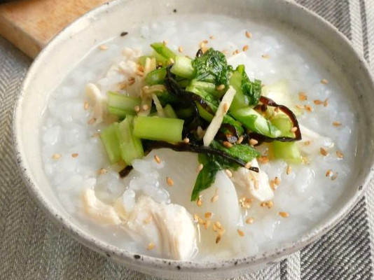 お腹すっきり!簡単ヘルシー「かぶとささみのお粥」