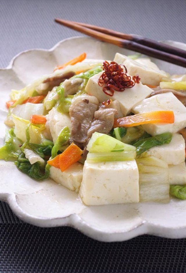 野菜たっぷり、豆腐のうま煮