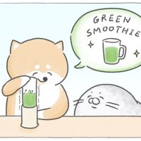 【四コマ漫画】vol.23「グリーンスムージー」｜おはよう！おしばと愉快な仲間たち
