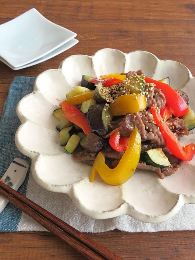 牛肉と夏野菜の生姜焼き