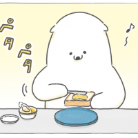 【四コマ漫画】vol.39「ぬって焼くカレーパン」｜おはよう！おしばと愉快な仲間たち