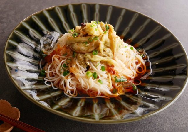 焼きナスそうめん