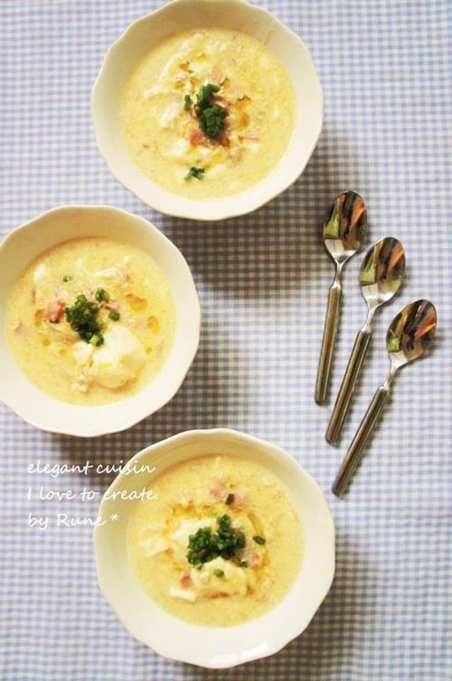 豆腐×豆乳のスモーキーな香りスープ