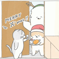 【四コマ漫画】vol.56「朝のクリスマスプレゼント」｜おはよう！おしばと愉快な仲間たち