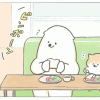【四コマ漫画】vol.61「来客」｜おはよう！おしばと愉快な仲間たち