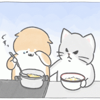 【四コマ漫画】vol.63「具だくさん卵がゆ」｜おはよう！おしばと愉快な仲間たち