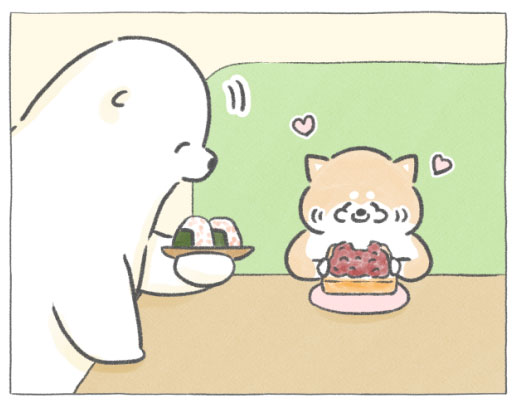 【四コマ漫画】vol.108「ひとくち」|おはよう!おしばと愉快な仲間たち