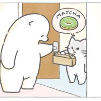 【四コマ漫画】vol.115「抹茶スイーツ」｜おはよう！おしばと愉快な仲間たち