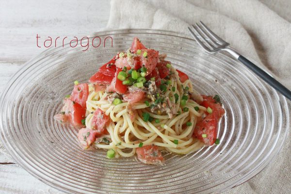 さば缶とトマトの和風冷製パスタ