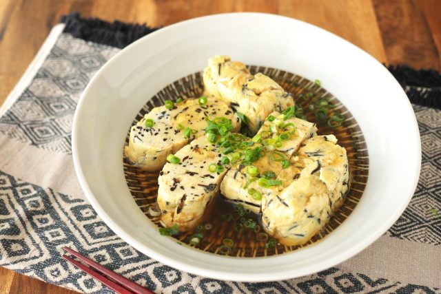 お豆腐とひじきの卵焼きあんかけ