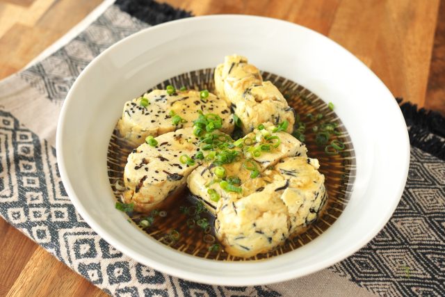 お豆腐とひじきの卵焼きあんかけ