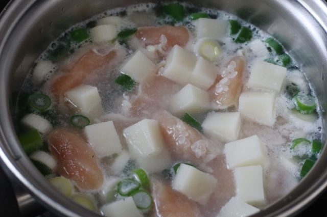 鶏ささみの餅入り粥