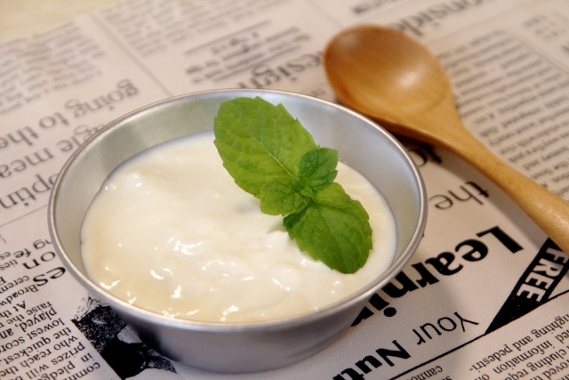 豆乳ヨーグルトにミント