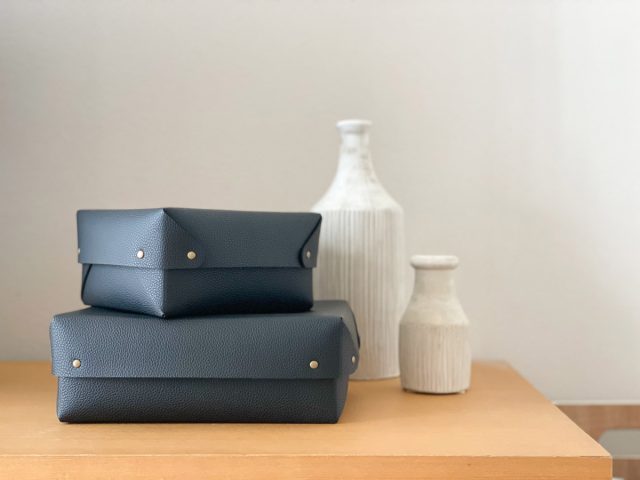 bon momentの「中身が隠せる蓋付きフェイクレザー収納ボックス」