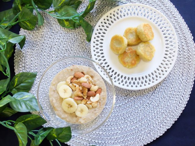 さつまいも餅とバナナオートミール粥DSCF1583