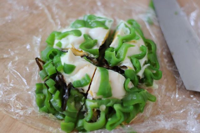 レンジ卵ピーマン