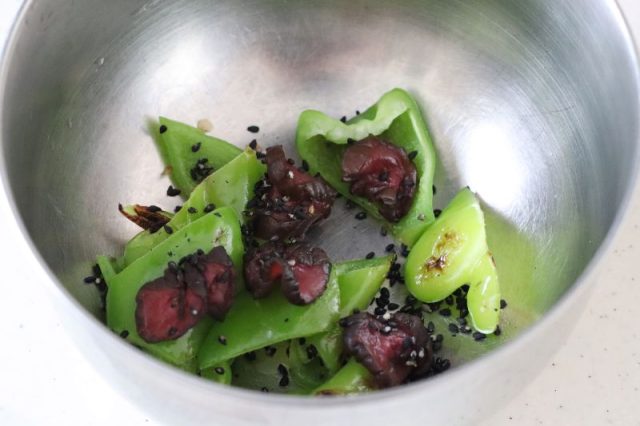 ピーマンと柴漬けの和えもの