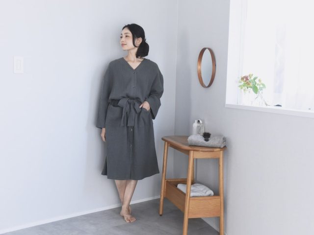 羽織りにもなる 湯上りガーゼバスローブ
