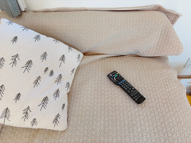 ソファに置かれたリモコン