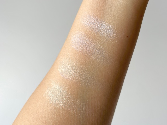 腕に塗ったSP3 スノーファンタジーの4色