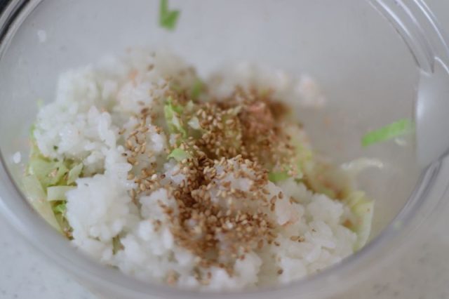 キャベツと明太子とご飯