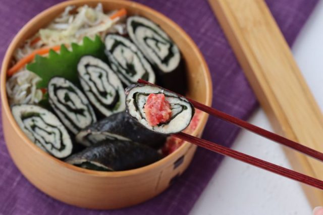鶏ひき肉の大葉海苔巻き　梅味噌味