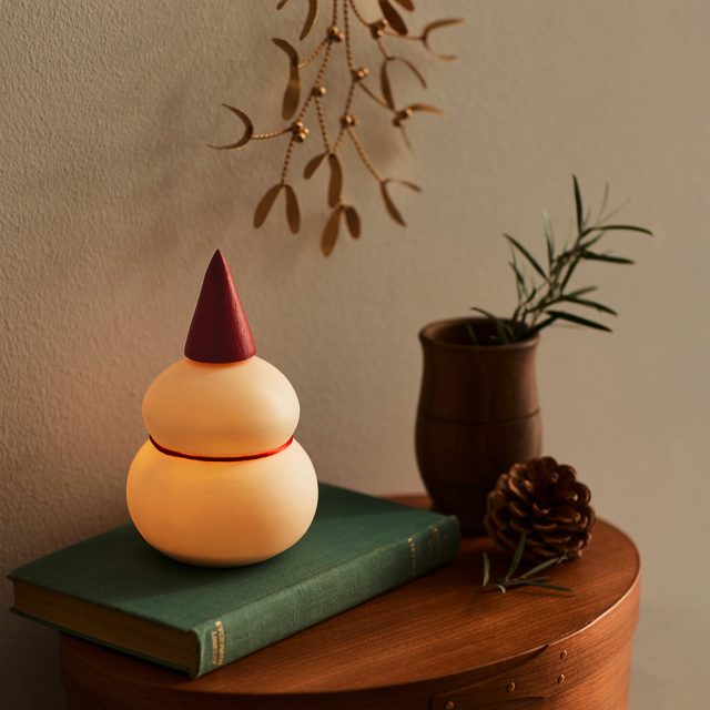 半磁器のLEDライト 鏡餅＆雪だるま