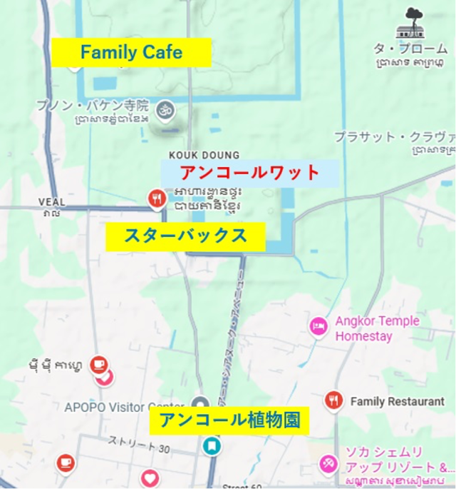 アンコールワット周辺の地図