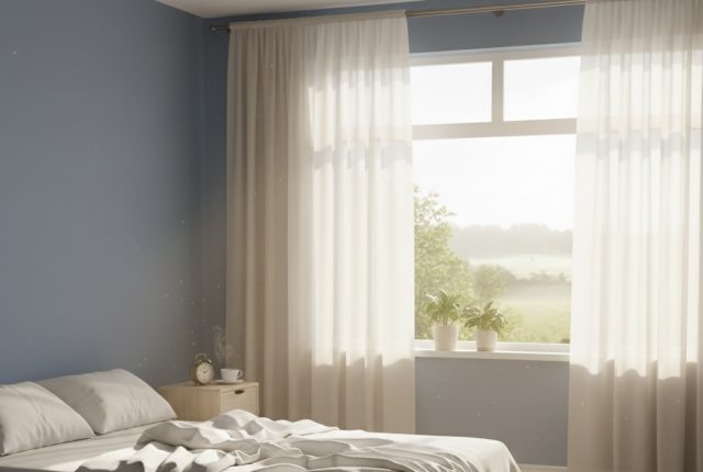 朝の光が入るベッドルーム