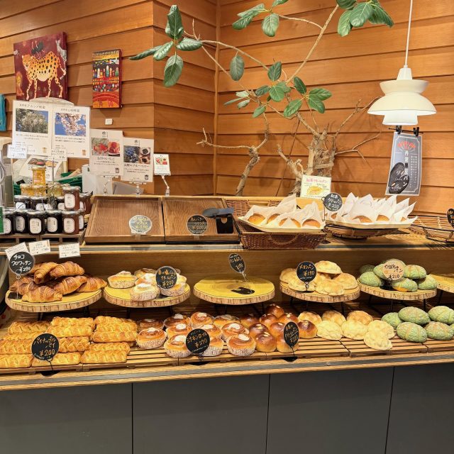 店内　パンの棚