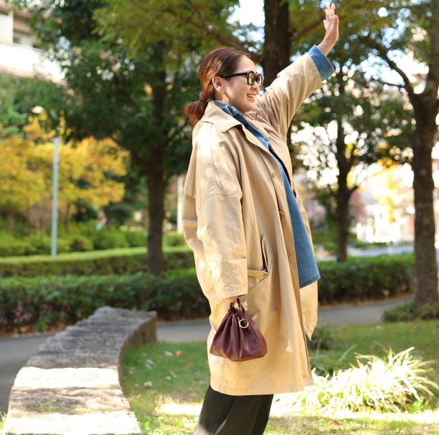 巾着ミニバッグコーデ