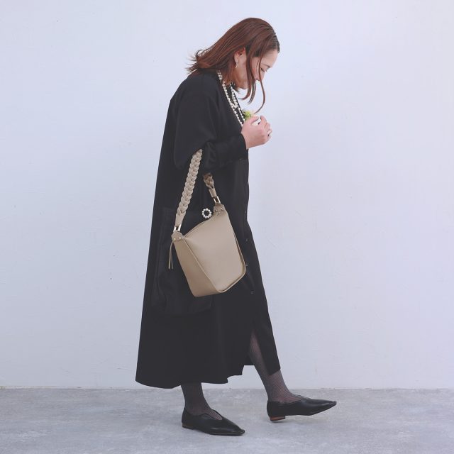 ブラックフォーマル バンドカラーワンピース