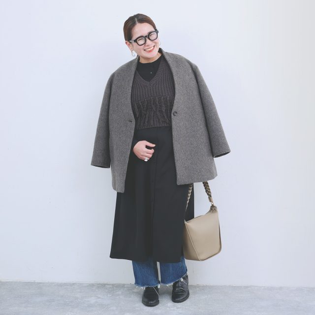 ブラックフォーマル バンドカラーワンピース