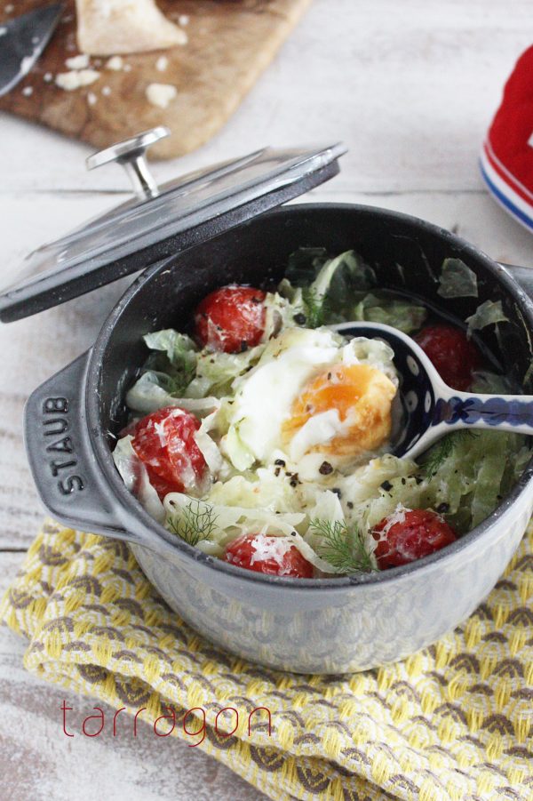 キャベツの巣ごもリ卵スープ