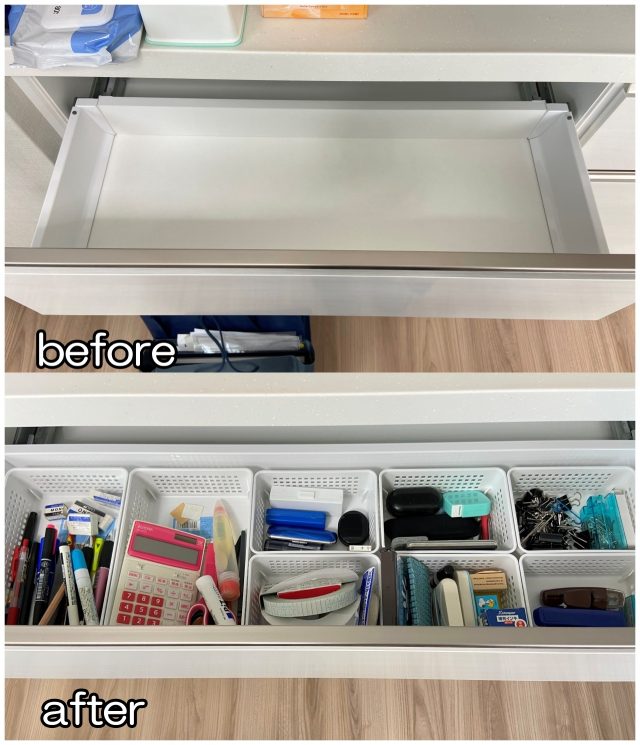 空の引き出しに片づけた後