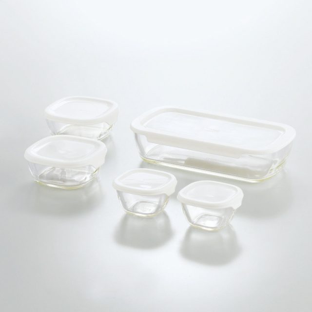 HARIO(ハリオ)耐熱ガラス製保存容器・ミニ角小鉢5点セット