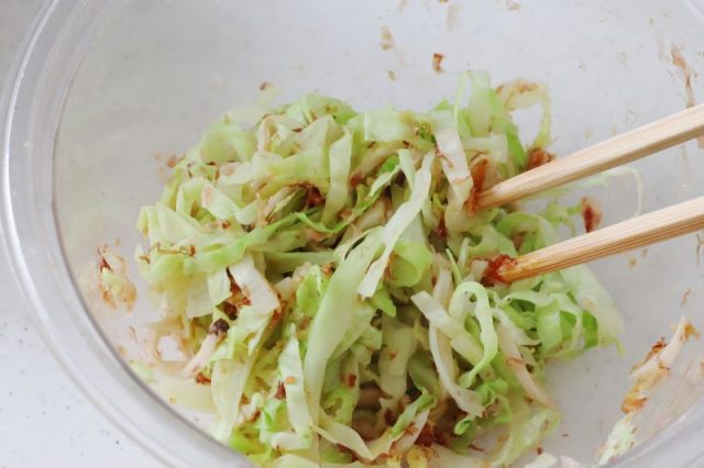 エリンギとキャベツのおかか味噌