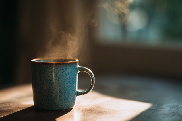 湯気が立つマグカップ
