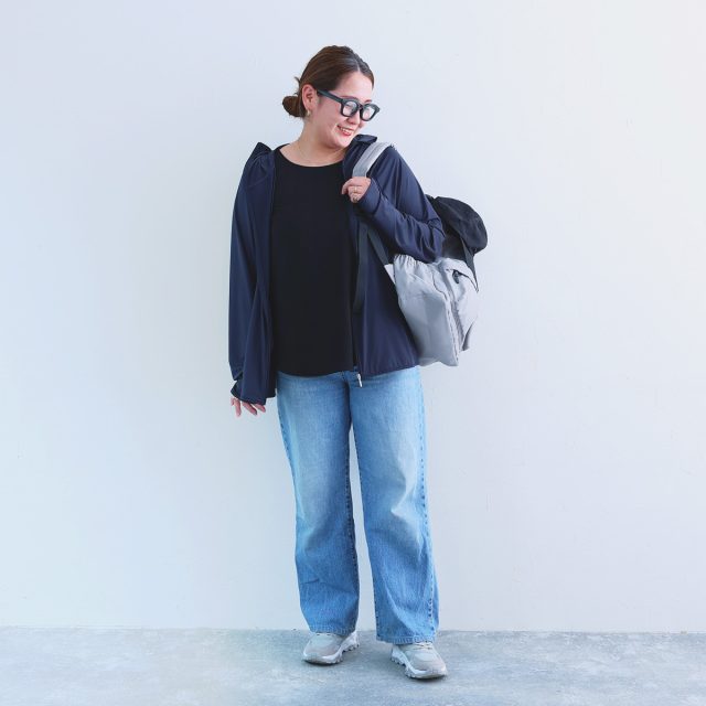 ひんやり 接触冷感 UVカットパーカーのスタイリング