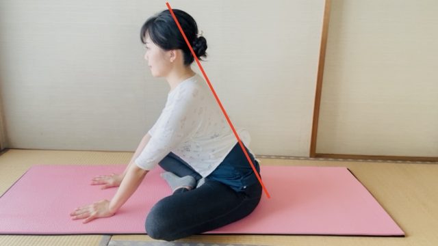 両手を前につき背筋を伸ばした姿勢