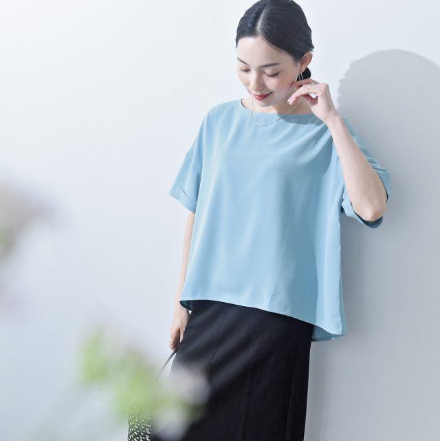 洗えてシワになりにくい 着回しの効く Tシャツブラウス 接触冷感 吸水速乾