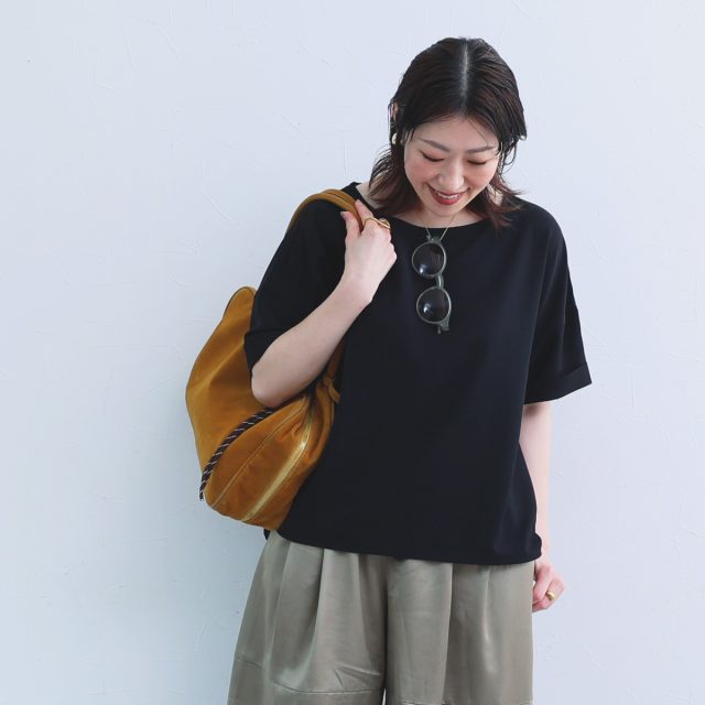 洗えてシワになりにくい 着回しの効く Tシャツブラウス 接触冷感 吸水速乾