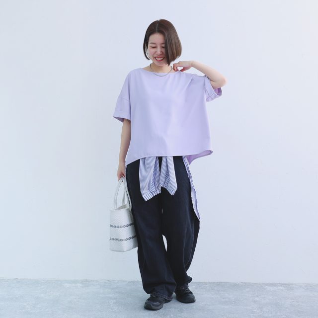 洗えてシワになりにくい 着回しの効く Tシャツブラウス 接触冷感 吸水速乾
