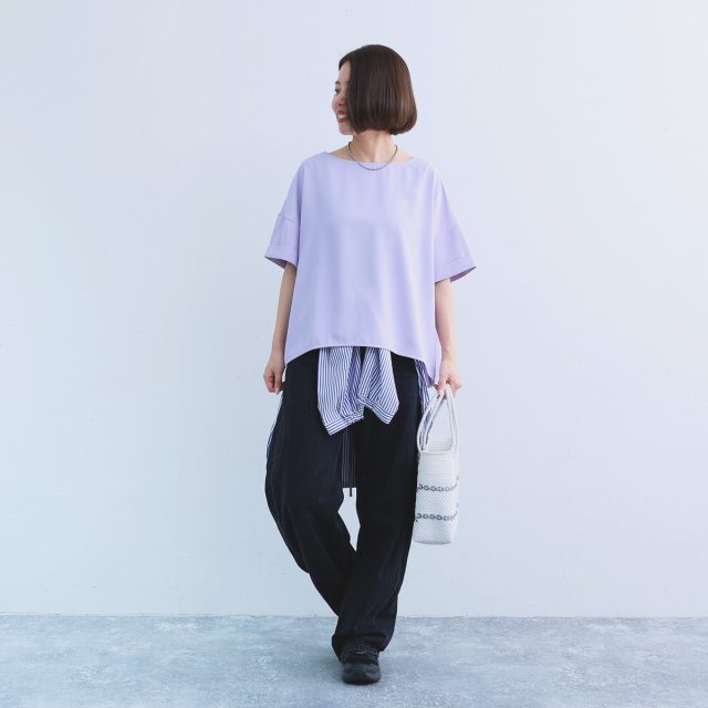 洗えてシワになりにくい 着回しの効く Tシャツブラウス 接触冷感 吸水速乾