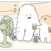 【四コマ漫画】vol.209｜暑くなってきた朝に。扇風機の前で見つけた“いい風”