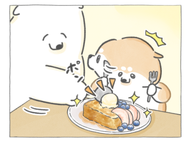 【四コマ漫画】vol.216｜熱々×ひんやりがたまらない！ご褒美フレンチトースト